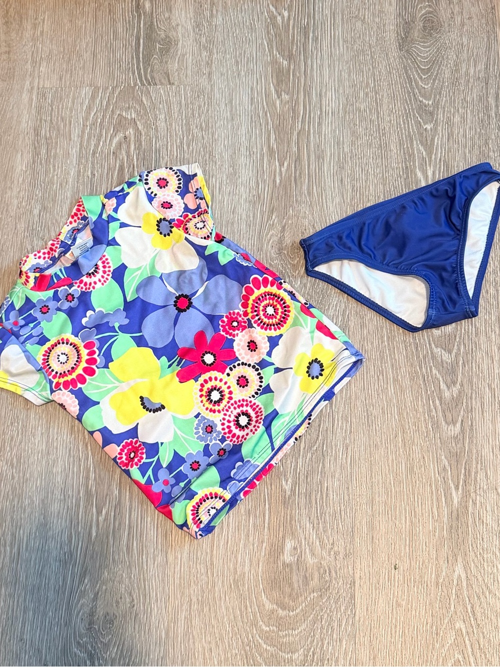 Gymboree Girls Floral Rashguard Set - Blue, Yellow, Pink